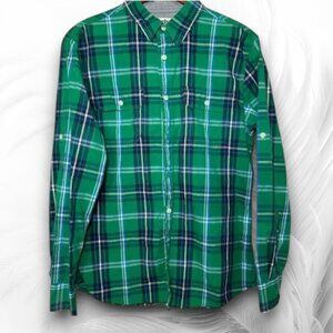 Urban Pipeline Men’s Green Plaid Button-Up Shirt – Size M